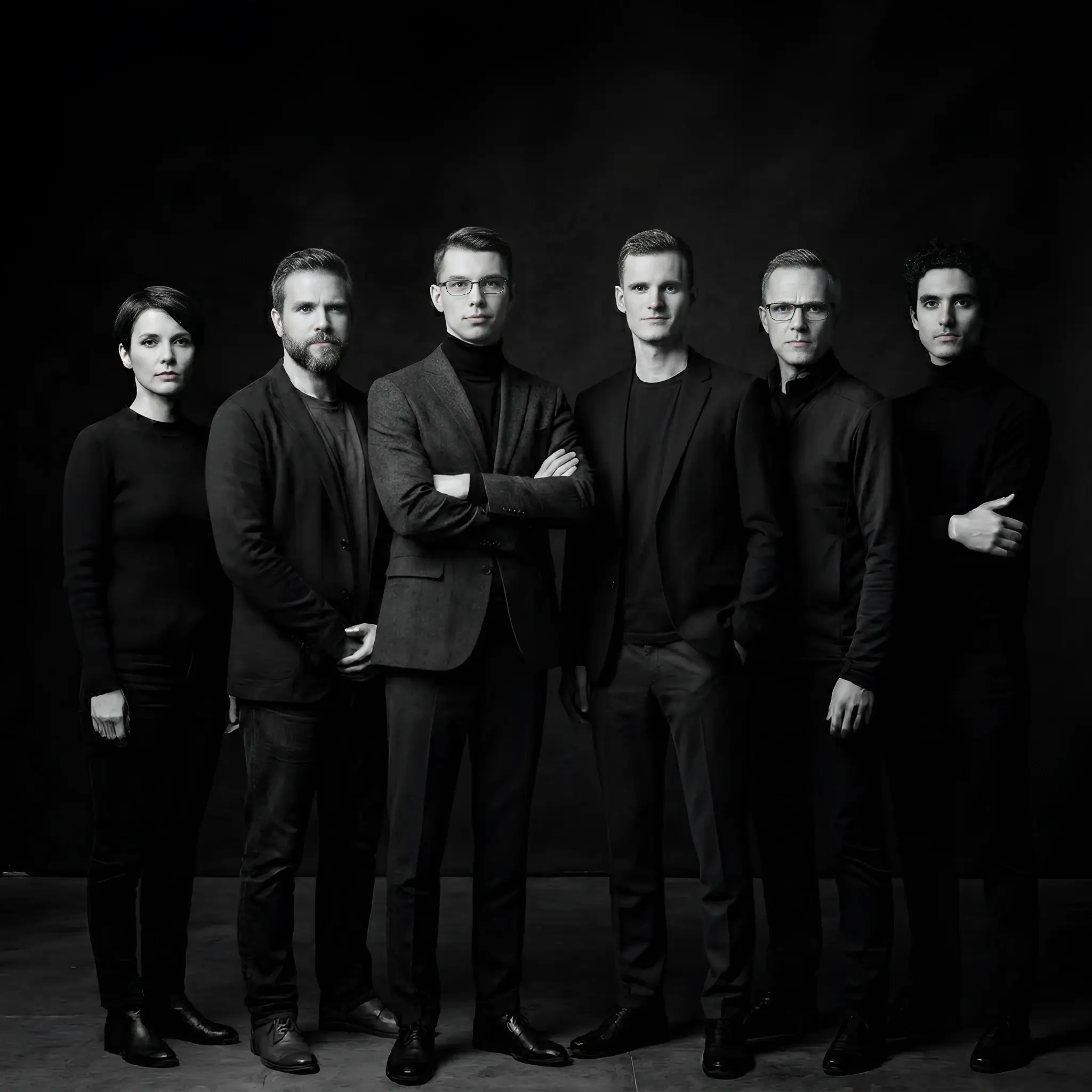 Senior software engineering team studio portrait